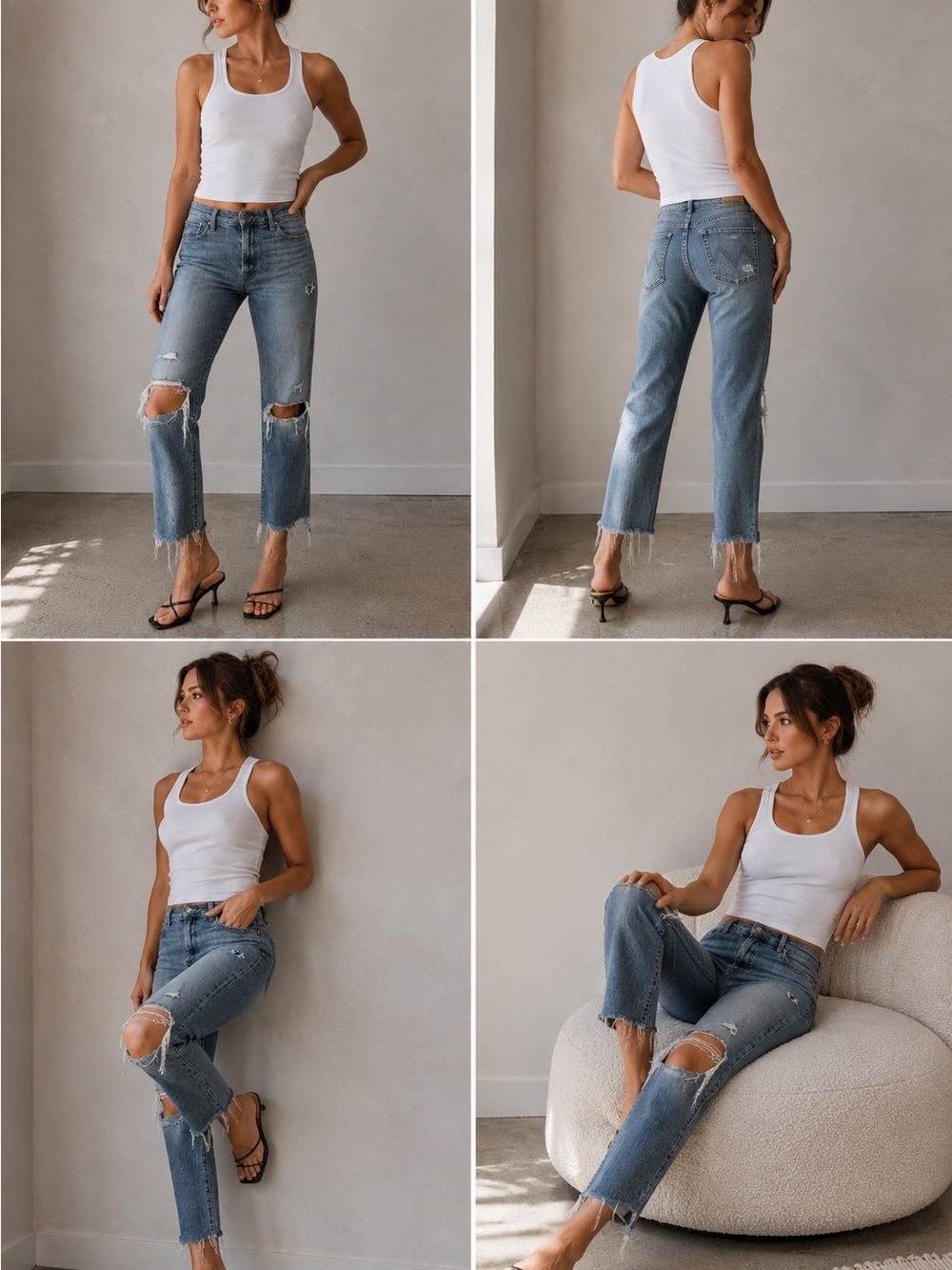 MOTHER Distressed Frayed Hem Cropped Jeans Size 29